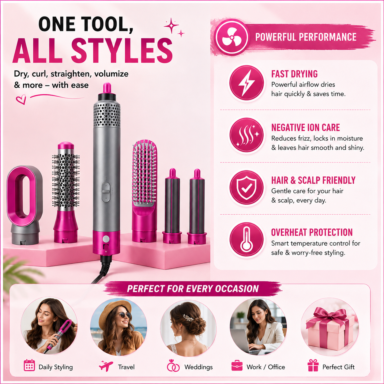 5 in 1 Hot Air Styler And Dryer,Multifunctional Hair Styler Tool