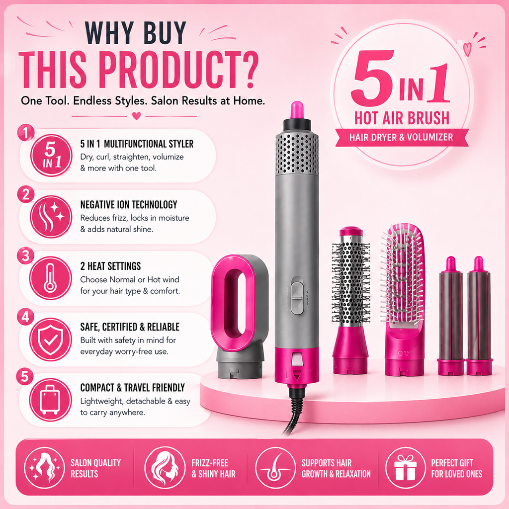 5 in 1 Hot Air Styler And Dryer,Multifunctional Hair Styler Tool